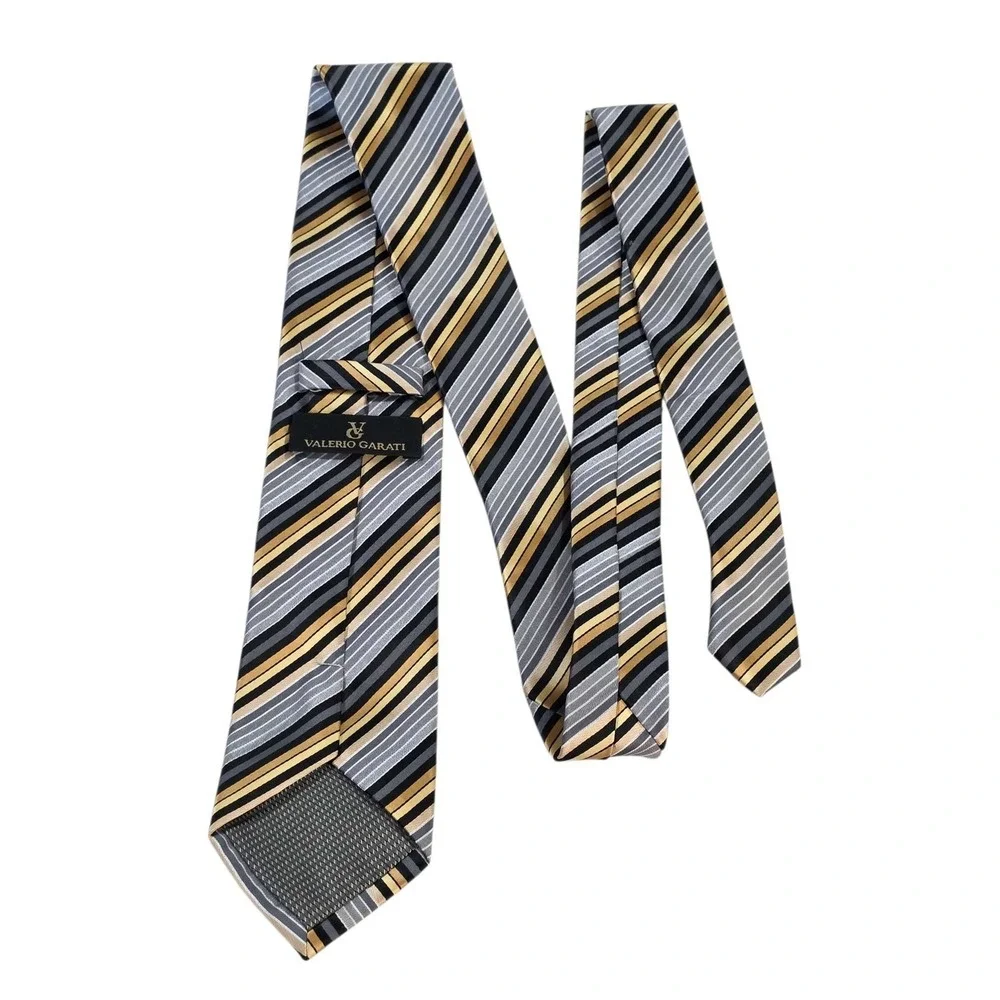 VALERIO GARATI Striped Necktie Polyester Hand Made‎ Business Casual Church Power